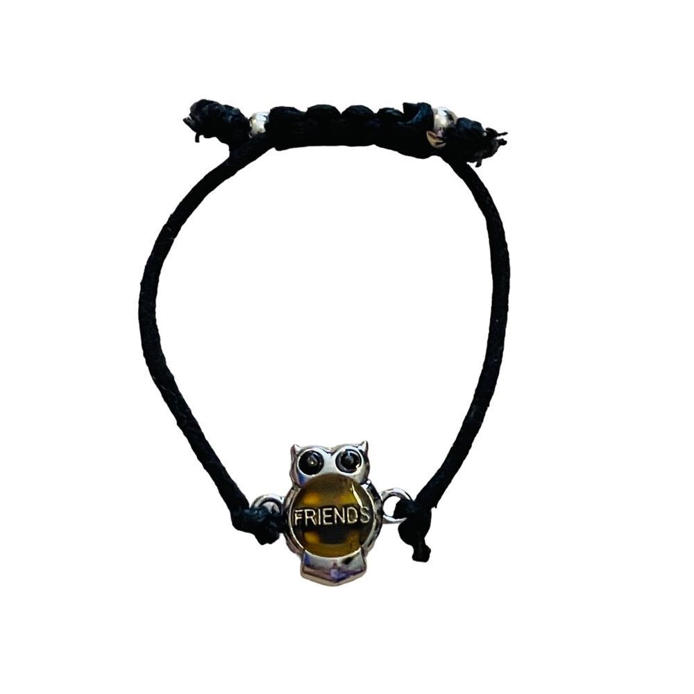 10/$25🦋 Black & Silver Owl FRIENDS Mood Bracelet